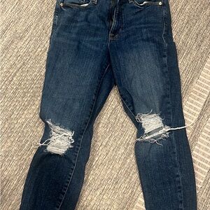 Good American Dark Blue Distressed Skinny Jeans